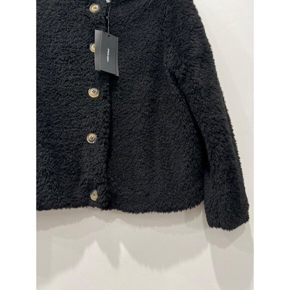 NWT Vero Moda Size M Amanda Faux Fur Teddy Jacket Black Button Front - Picture 14 of 14